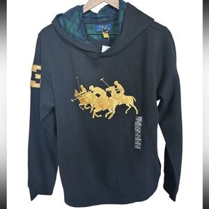 Ralph Lauren Black Hoodie with Gold Detailing